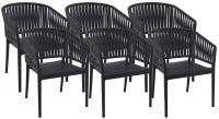 6er Set Stühle Portofino mit Armlehnen schwarz