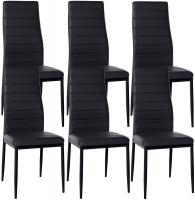 6er Set Esszimmerstühle Mayfair Kunstleder schwarz