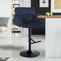 2er Set Barhocker Los Angeles Samt schwarz blau