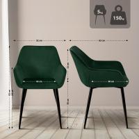 2er Set Esszimmerstuhl Luena Samt grün