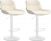 2er Set Barhocker Vonore Stoff weiß creme