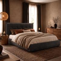 Bett Mirka 180x200 cm Stoff dunkelgrau 