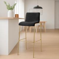 Barhocker Hover Stoff 4-Fuß Gold dunkelgrau