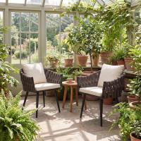Gartenstuhl Naxos Taupe mit Sitzkissen creme 