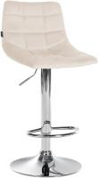 2er Set Barhocker Jerry Samt chrom creme 