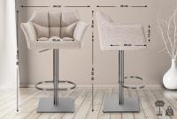 2er Set Barhocker Damaso Stoff edelstahl elfenbein