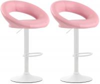 2er Set Barhocker Olinda Kunstleder weiß pink