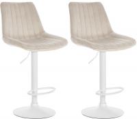 2er Set Barhocker Toni Samt weiß creme