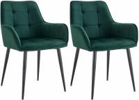 2er Set Esszimmerstuhl Ferndale Samt dunkelgrün
