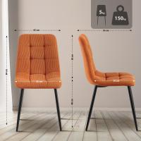2er Set Esszimmerstuhl Tilde Cord orange 