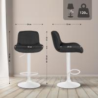 2er Set Barhocker Solon Weiß Samt schwarz 