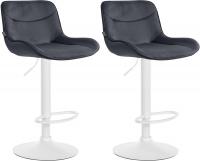 2er Set Barhocker Vonore Samt weiß schwarz