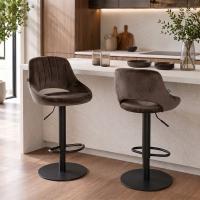 2er Set Barhocker HD Milet B Samt braun 