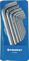 Winkelschraubendrehersatz 10-tlg.Ku.-Tasche SW 2-14mm kurz S2-Stahl PROMAT
