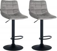 2er Set Barhocker Jerry Samt schwarz grau