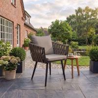 Gartenstuhl Lombardia Taupe mit Sitzkissen grau 