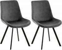 2er Set Esszimmerstuhl Lewes Samt dunkelgrau