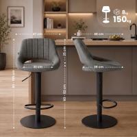 2er Set Barhocker HD Milet B Stoff grau 