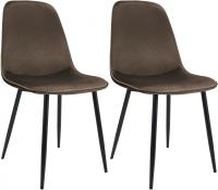 2er Set Esszimmerstuhl Maryam Samt  braun