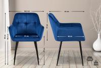 2er Set Esszimmerstuhl Emia Samt blau 
