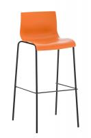 2er Set Barhocker Hoover Kunststoff 4-Fuß Gestell schwarz orange 