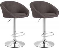 2er Set Barhocker Miami V2 Stoff chrom dunkelgrau 