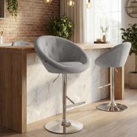 Barhocker London Samt chrom grau 