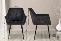 2er Set Esszimmerstuhl Emia Samt schwarz 