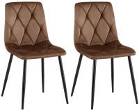 2er Set Esszimmerstuhl Clairton Samt braun 