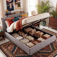 Bett Mirka 160x200 cm Stoff grau