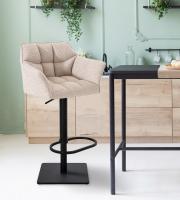 2er Set Barhocker Damaso Stoff schwarz elfenbein