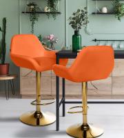 2er Set Barhocker Braga Gold Kunstleder orange 