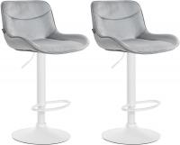 2er Set Barhocker Vonore Samt weiß grau