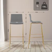2er Set Barhocker Hoover Kunststoff 4-Fuß Gold grau
