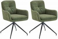 2er Set Esszimmerstuhl Pickett Stoff grün 