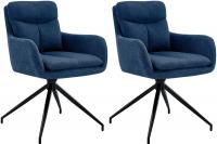 2er Set Esszimmerstuhl Somers Stoff blau 