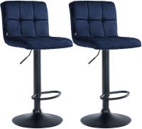 2er Set Barhocker Peru Samt schwarz blau 