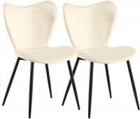 2er Set Esszimmerstuhl Maika Samt creme 