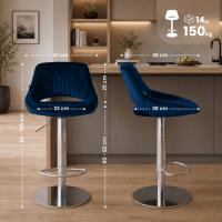2er Set Barhocker HD Milet C Samt blau 
