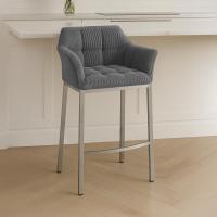 Barhocker Damaso E Cord mit 4-Fuß Gestell grau