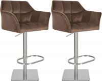 2er Set Barhocker Damaso E Samt braun