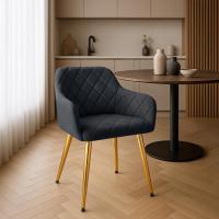 2er Set Esszimmerstuhl Monett Samt G schwarz