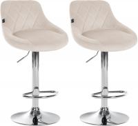 2er Set Barhocker Lazio Samt chrom creme
