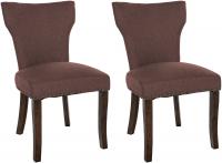 2er Set Esszimmerstuhl Zadar Stoff antik-dunkel braun