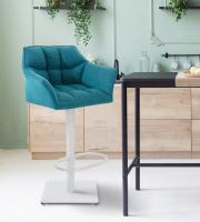 2er Set Barhocker Damaso Stoff weiß türkis