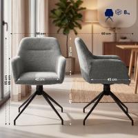 2er Set Esszimmerstuhl Merlinda Stoff Teddy grau 