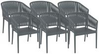 6er Set Stühle Portofino mit Armlehnen dunkelgrau